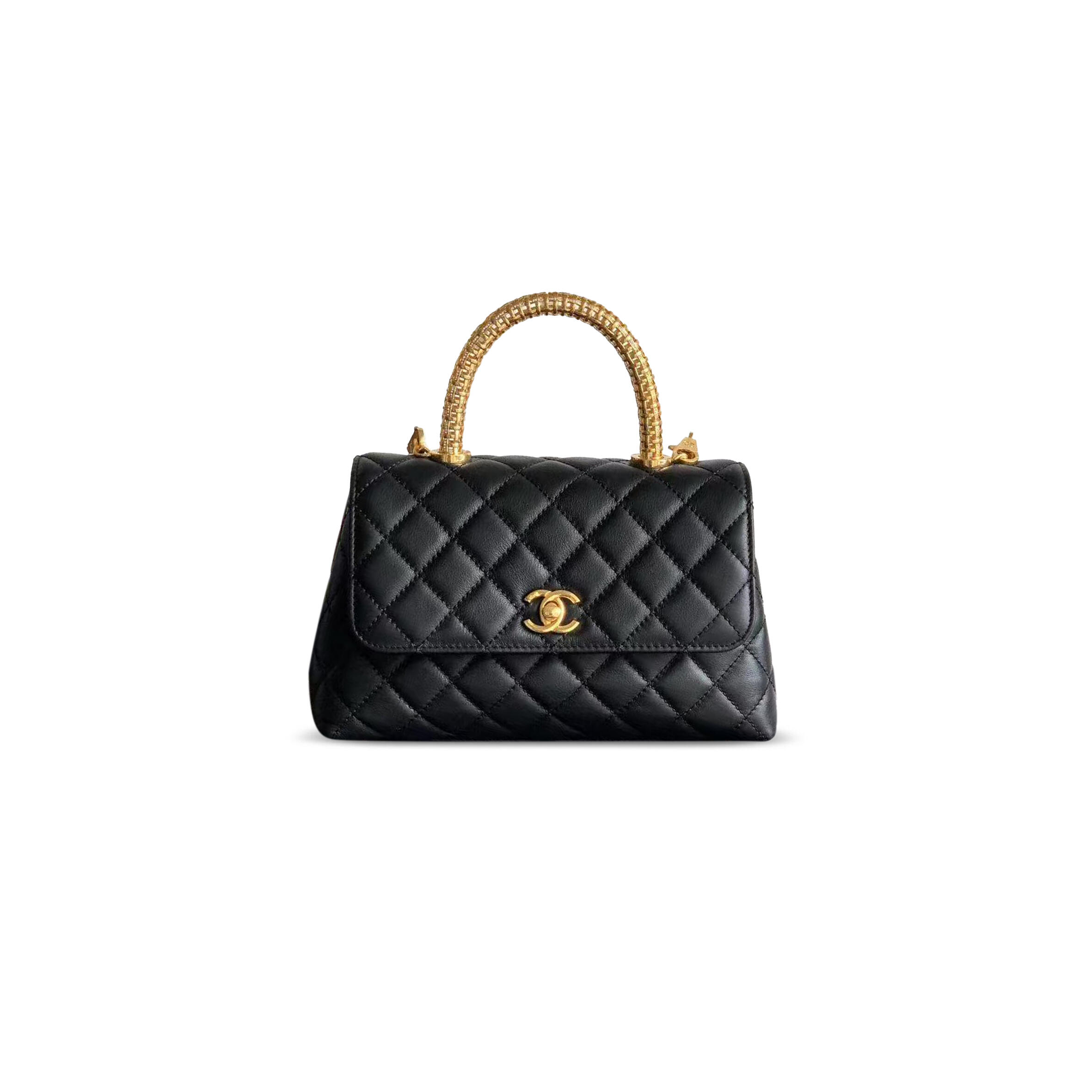 Ch**el 25a calfskin quilted top handle flap bag 625301 (23*14*8cm)